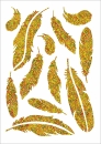 Federn in Hologramm Gold, Folien Bügelmotiv in A5